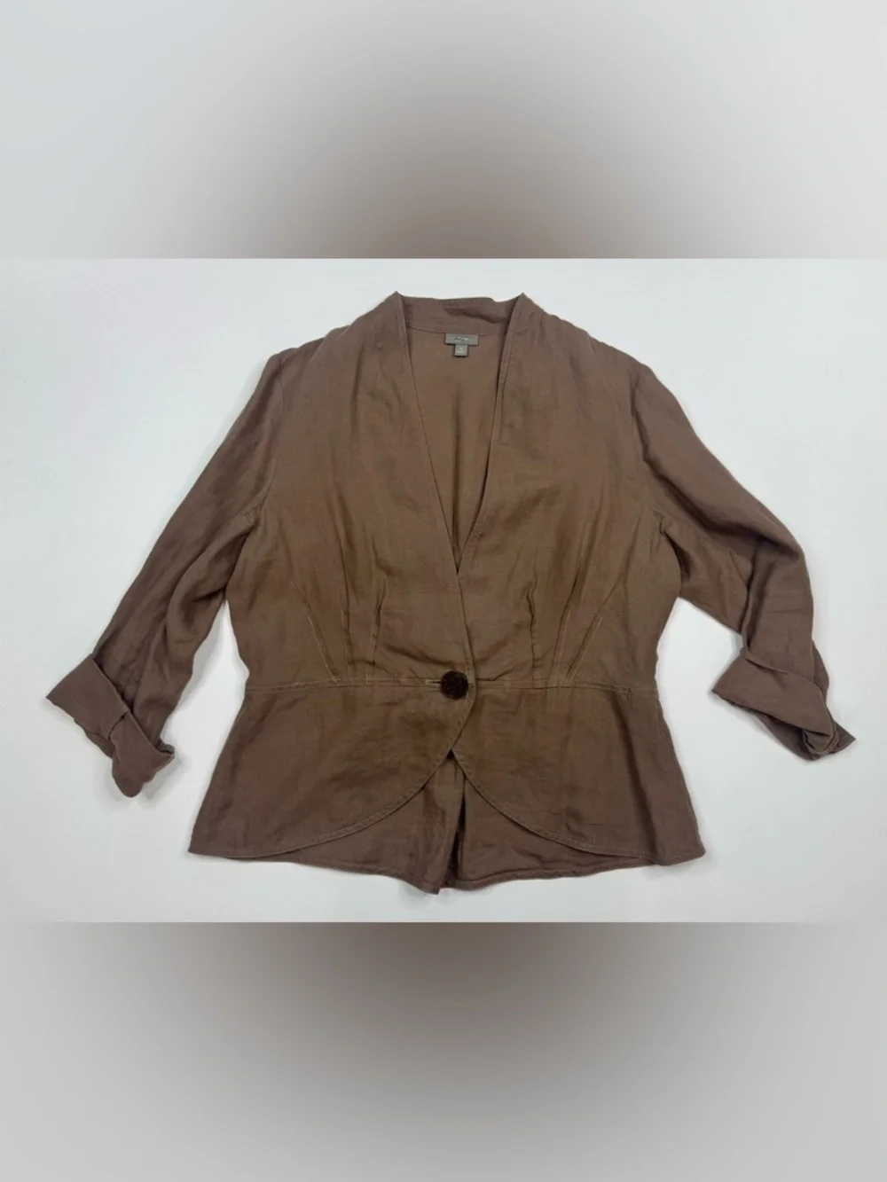 J. Jill 100% Linen Single-Button Peplum Blazer Womens Size Medium